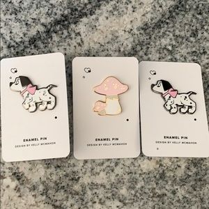 Enamel pins mushroom and two Dalmatians